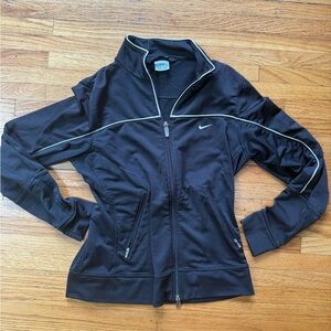 Nike Women's Black Track Jacket with White Accents